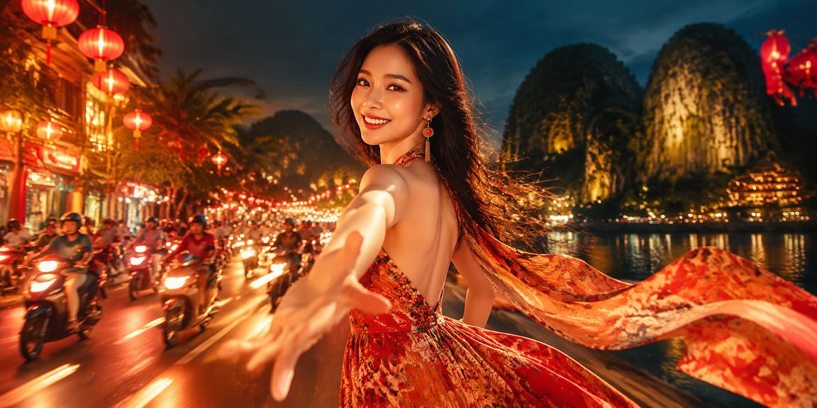 Không gian giải trí neon về đêm tại Ninh Bình, gợi lên cảm giác sôi động của cá cược thể thao
